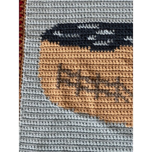 Vintage crocheted blanket with lighhouse scene 68" x 43" - Picture 6 of 7